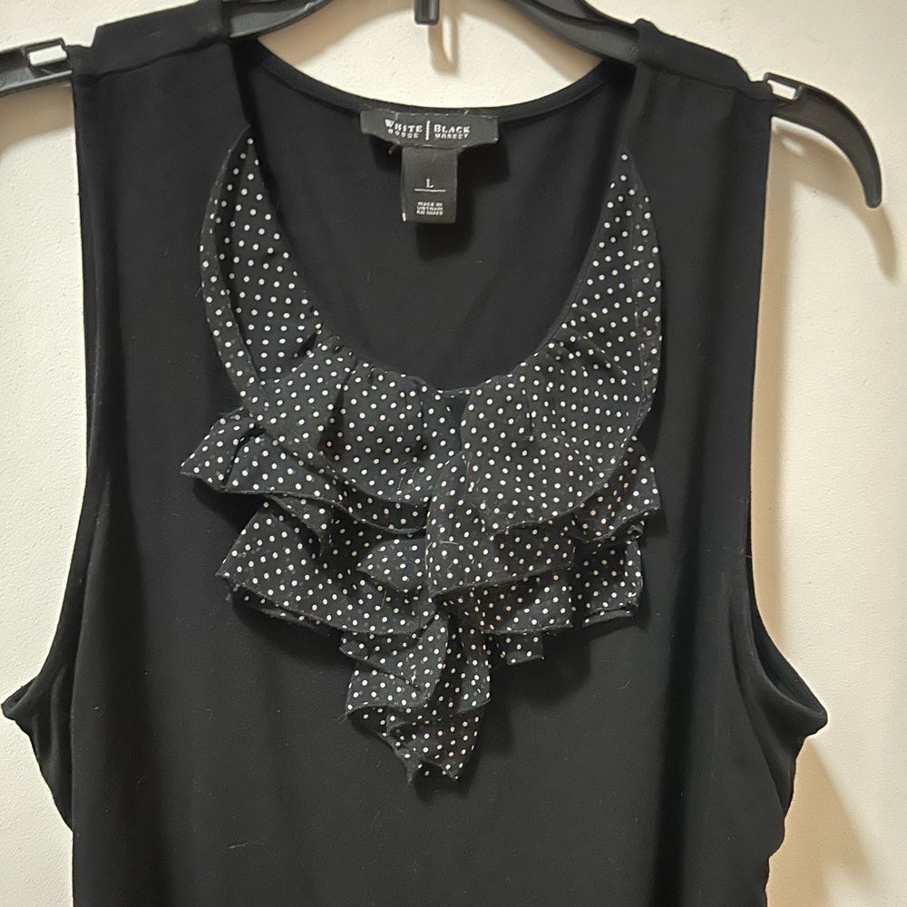 White House Black Market Black Ruffled Sleeveless Blouse